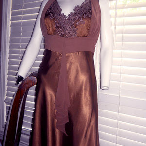 miss new york look of satin brown party dress